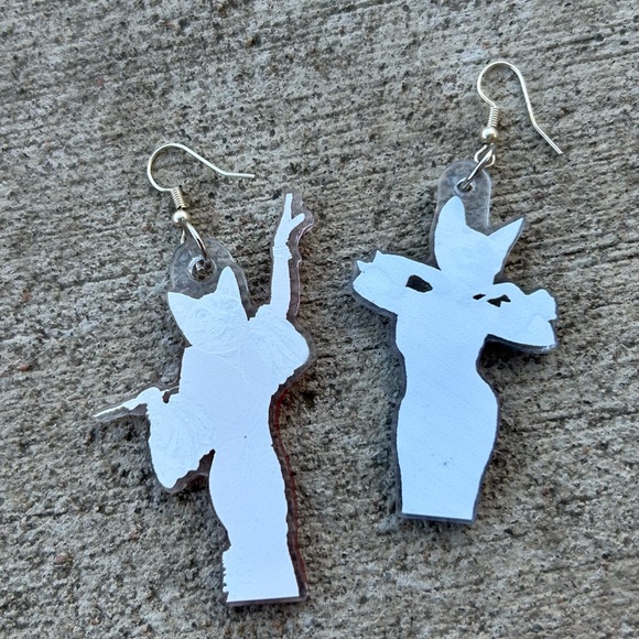 Cat jewelry, earrings with cats, handmade cats, Statement jewelry, fashion cats - Picture 2 of 3